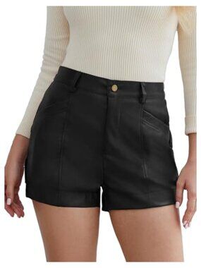 Faux Leather Shorts High Waisted Stretchy Dress Shorts Pull On